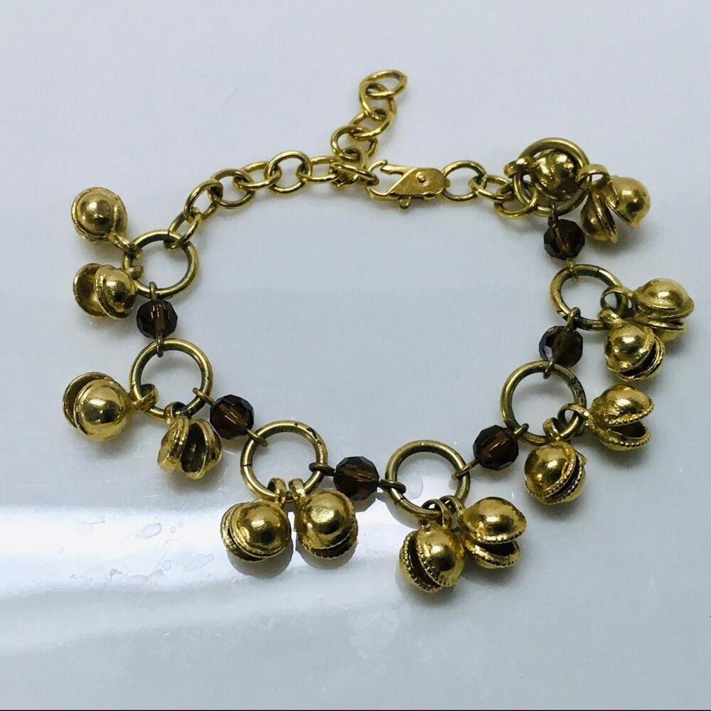 Gold Tone Bells Charm Bracelet